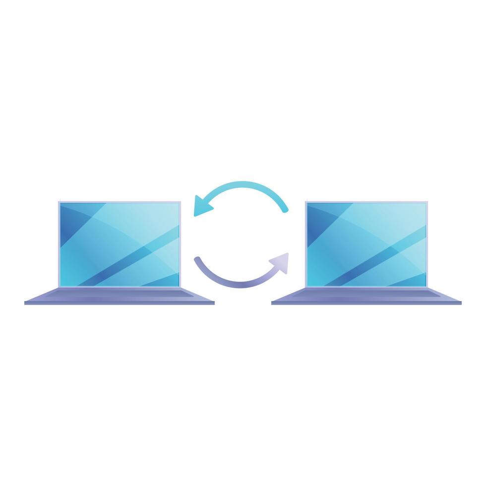 Remote access computer connection icon, cartoon style vector