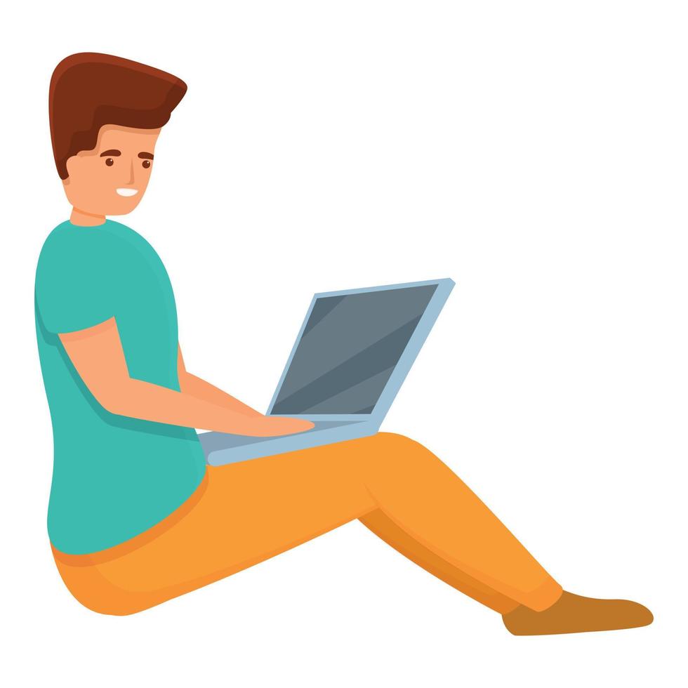 Freelancer home working icon, cartoon style vector