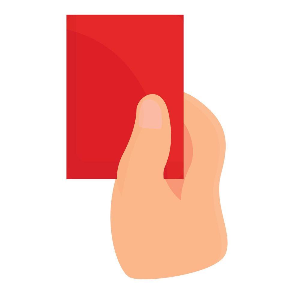 Icono de tarjeta roja de árbitro, estilo de dibujos animados vector