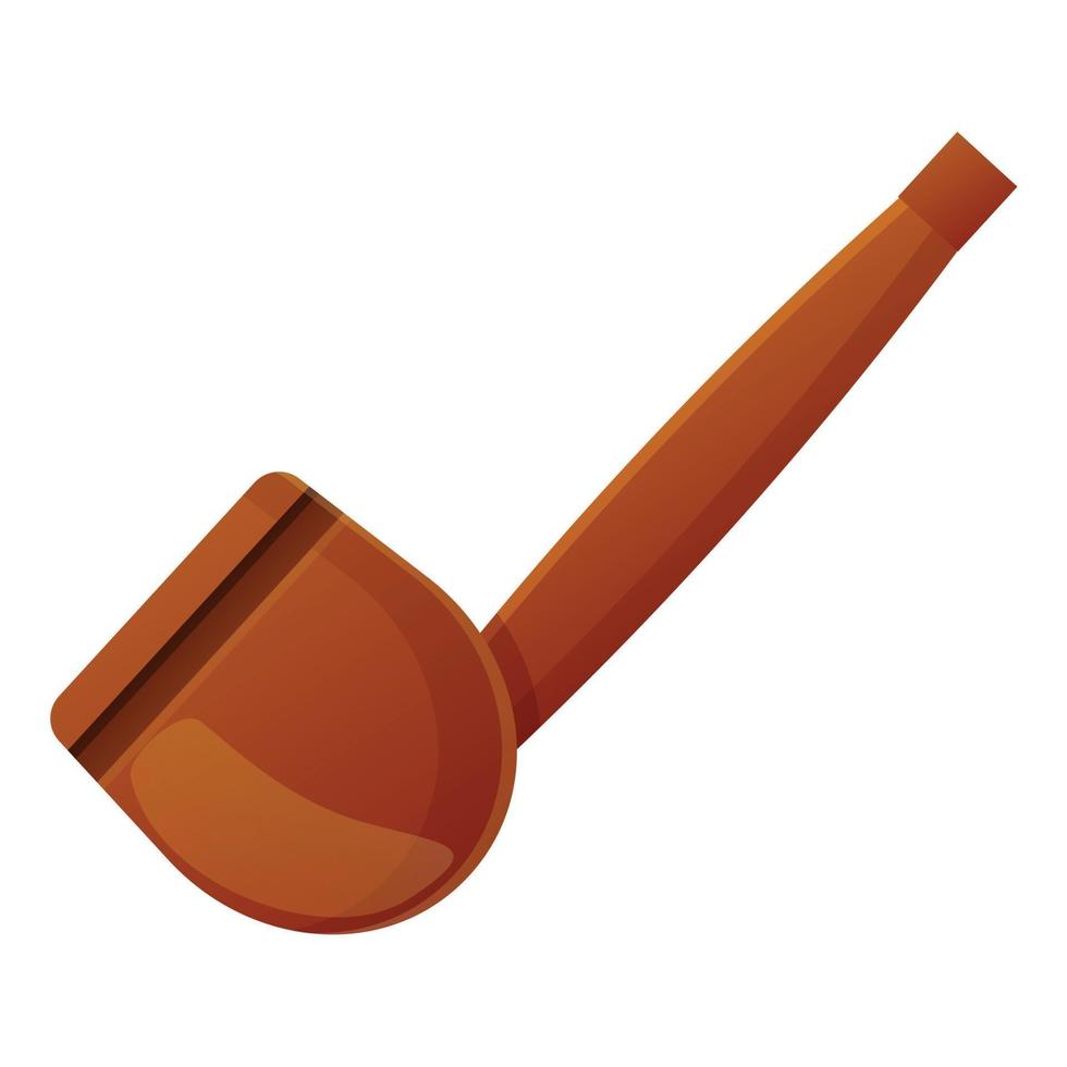 Made wood smoking pipe icon, cartoon style vector