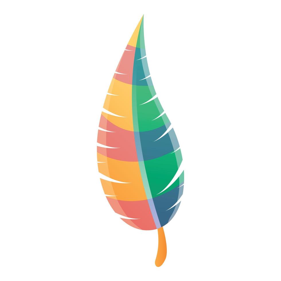 Colorful feather icon, cartoon style vector