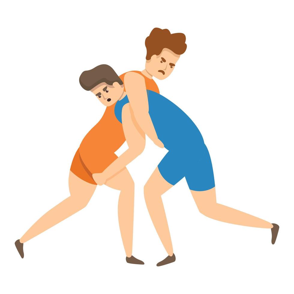 Greco-roman wrestling competition icon, cartoon style vector