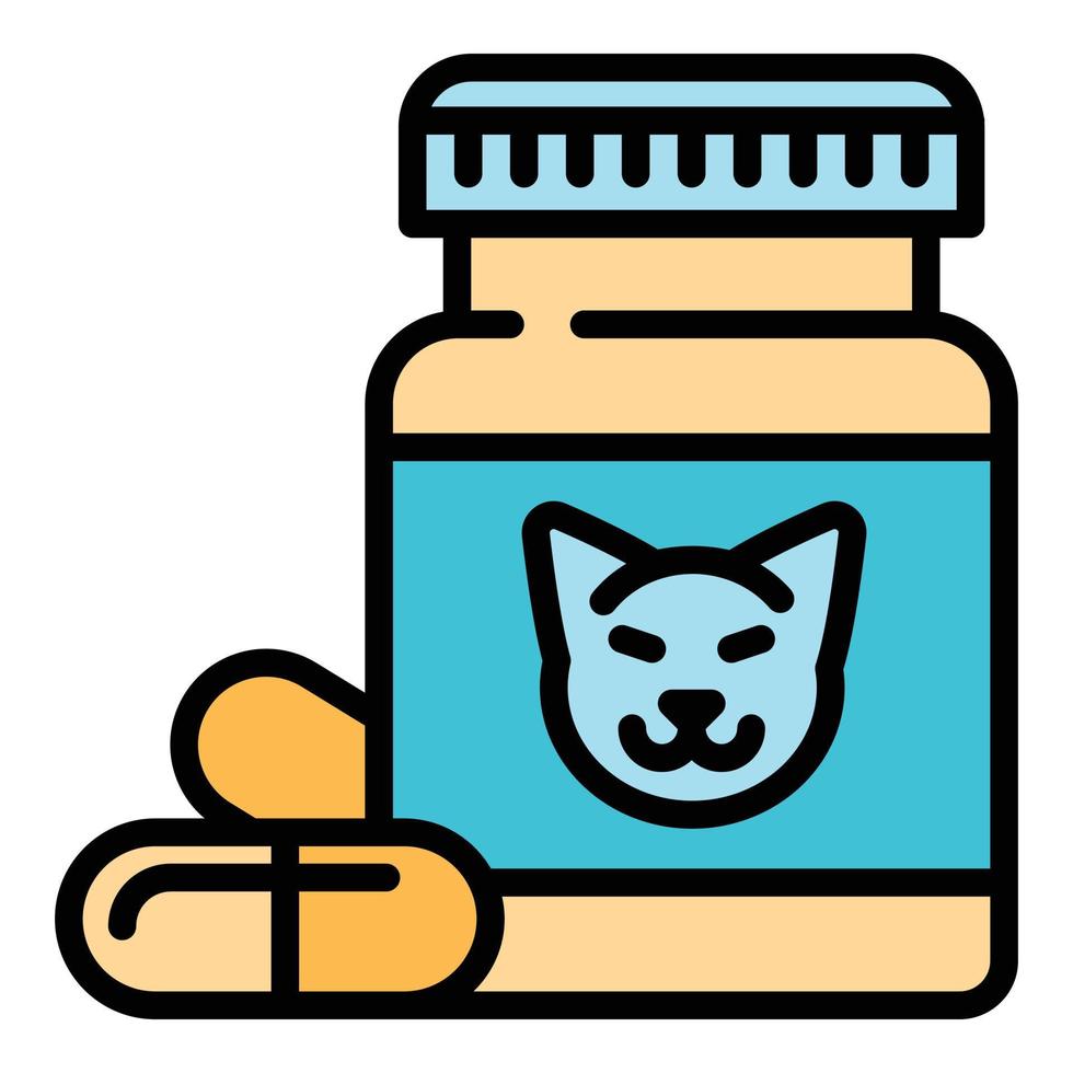 icono de tarro de pastillas para mascotas, estilo de esquema vector