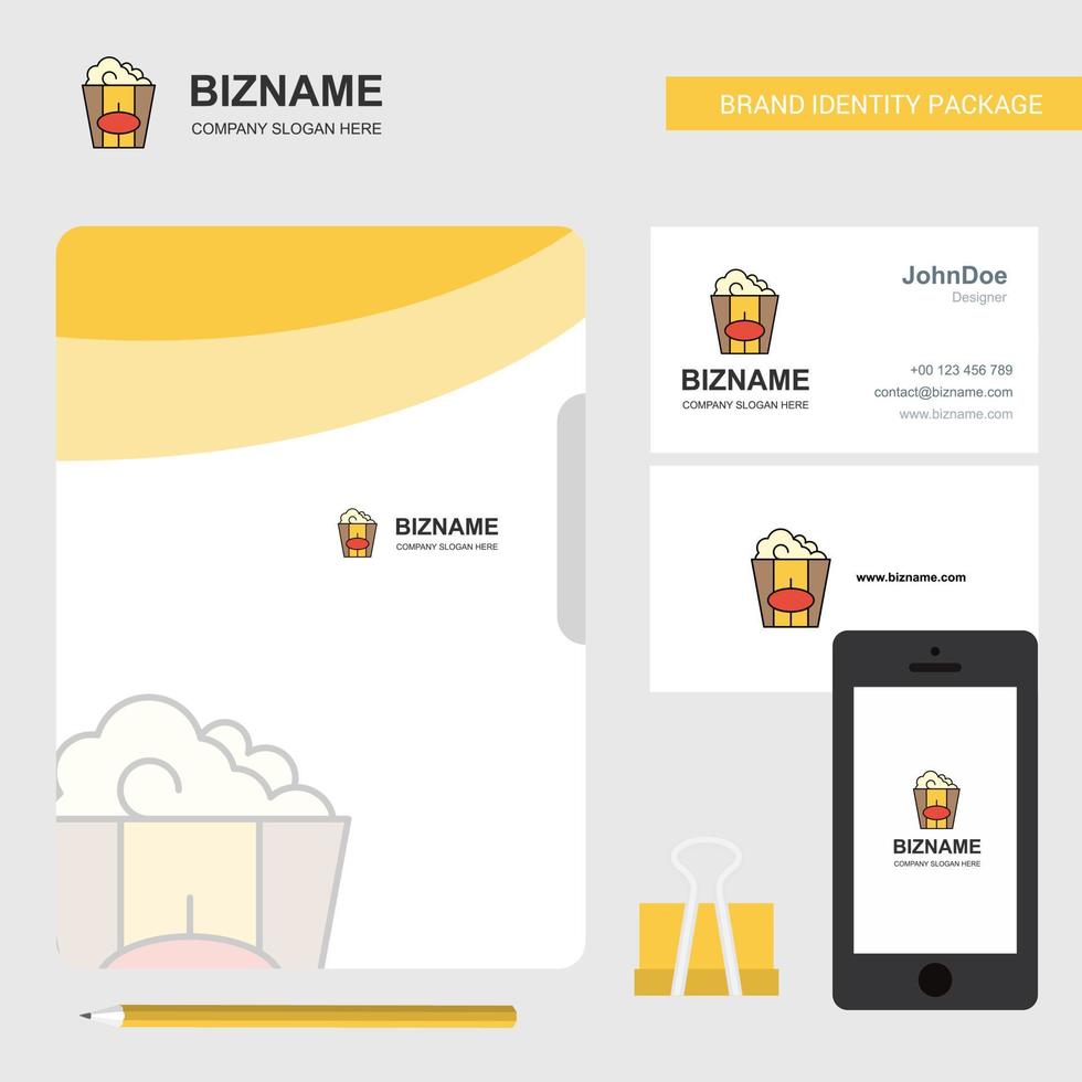 Pop corn Business Logo File Cover Visiting Card and Mobile App Design Vector Illustration