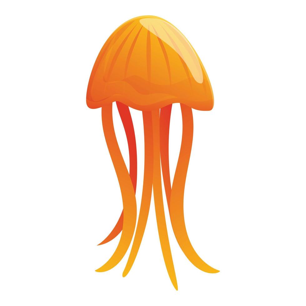 Magic jellyfish icon, cartoon style vector