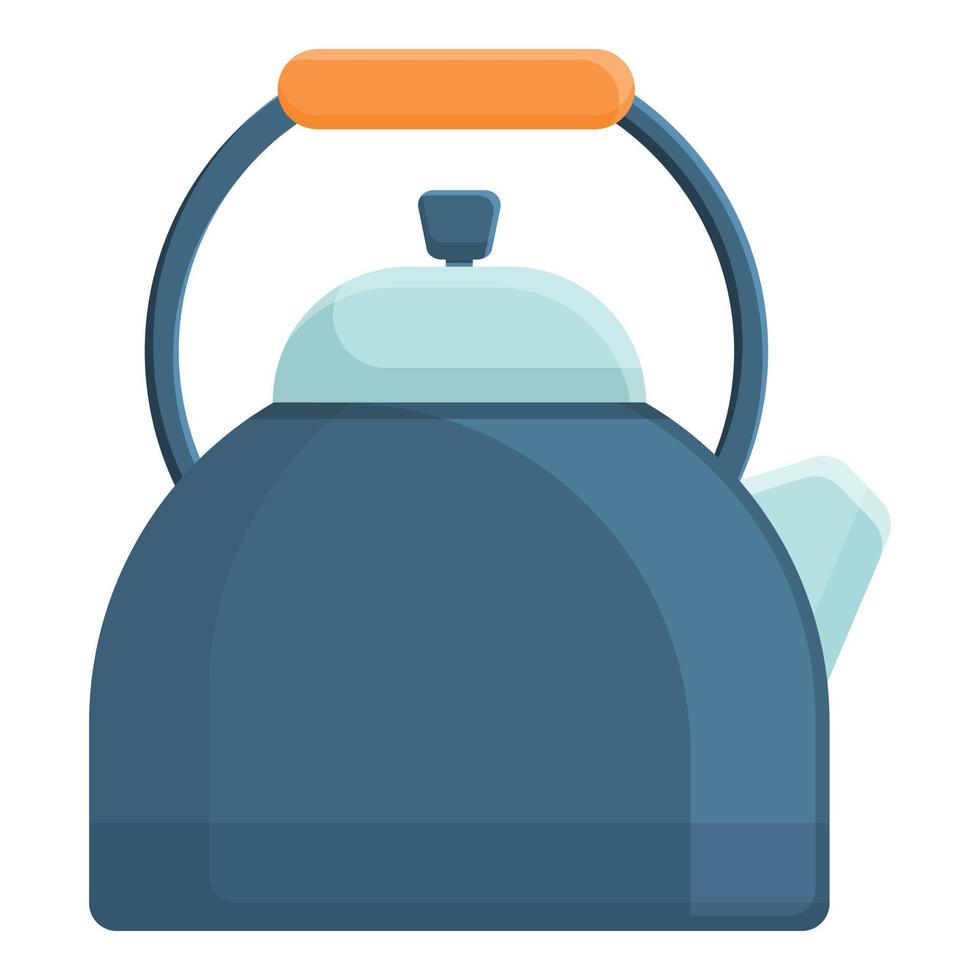Cozy home kettle icon, cartoon style vector