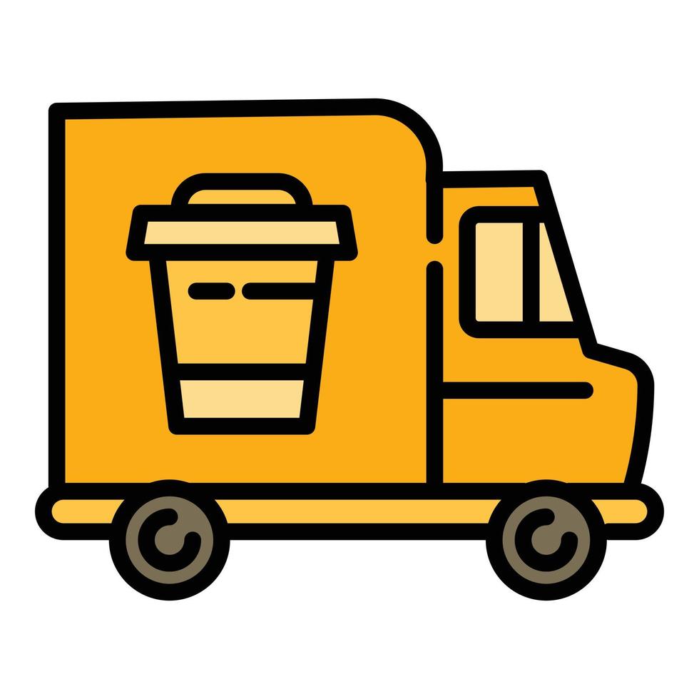 Coffee cup truck icon, outline style vector