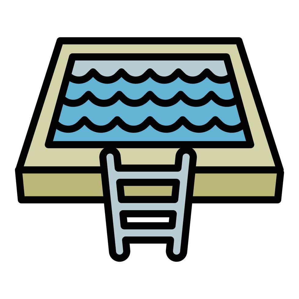 icono de piscina moderna, estilo de esquema vector