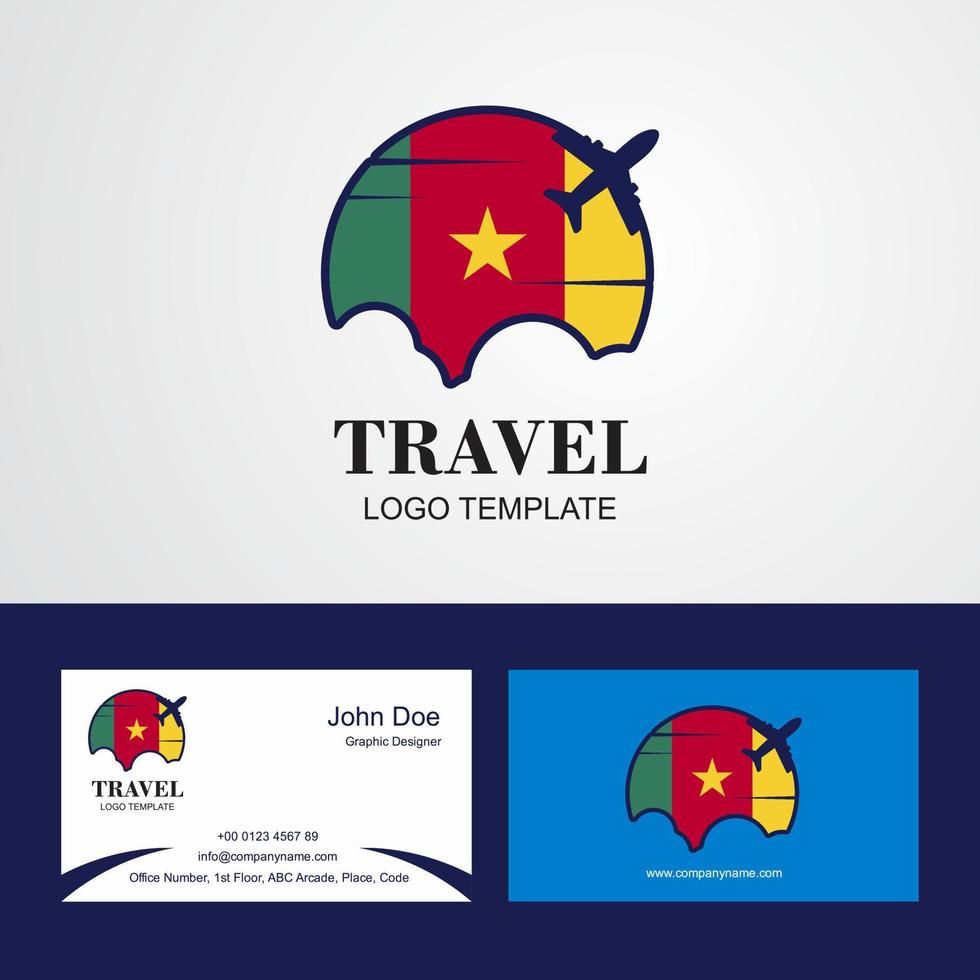 logotipo de la bandera de camerún de viaje y diseño de tarjeta de visita vector