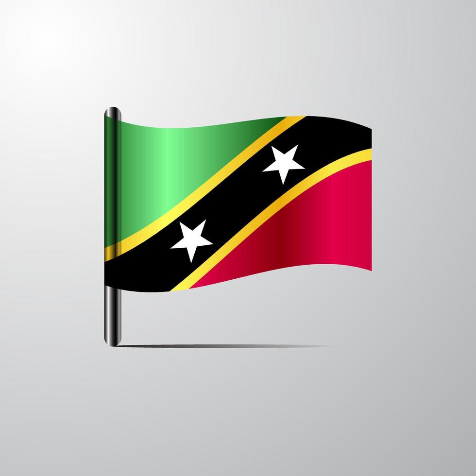 Saint Kitts and Nevis waving Shiny Flag design vector