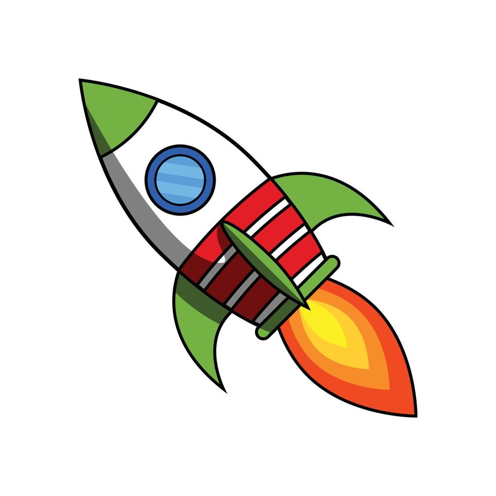 Space rocket launch. Vector illustration. Simple retro spaceship icon.