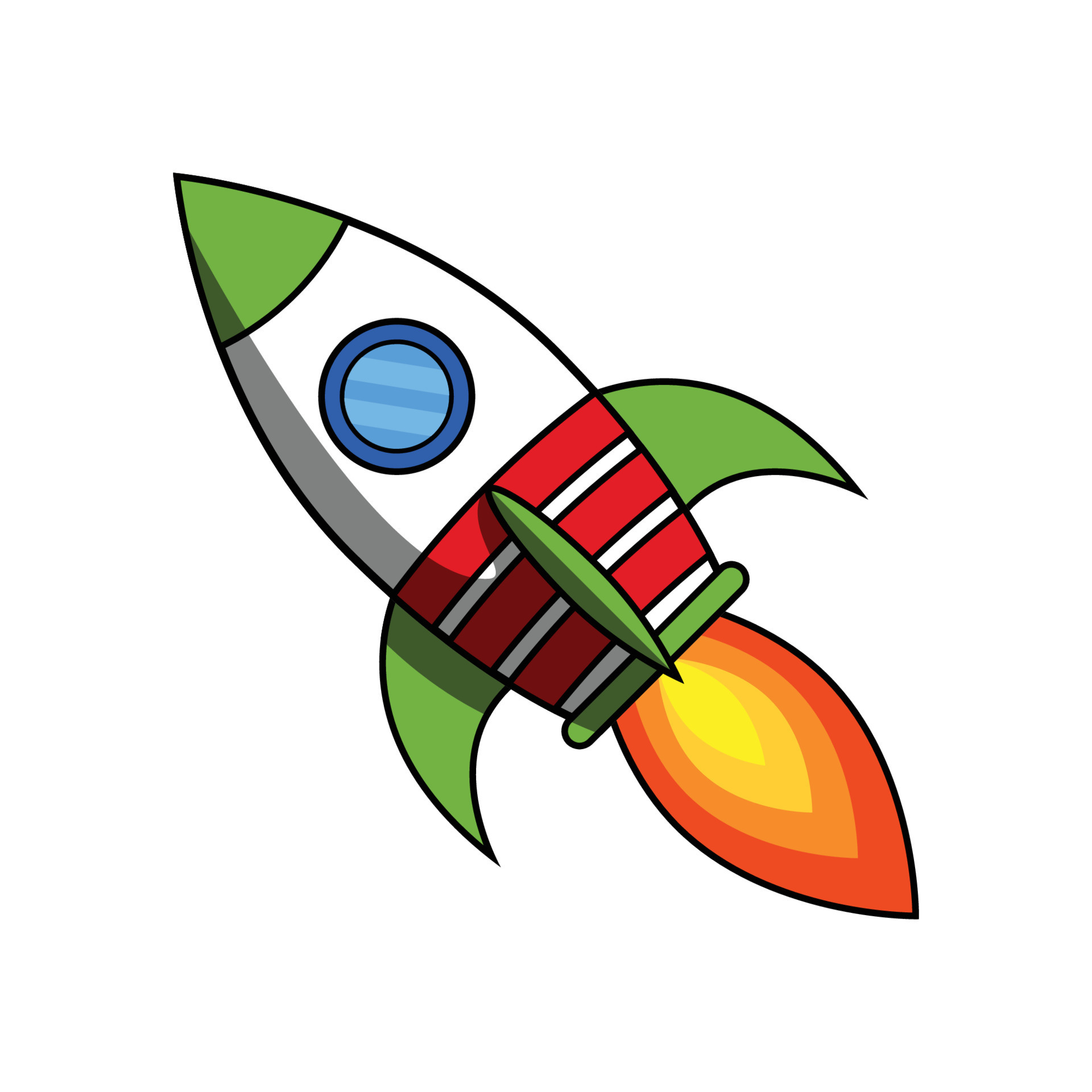 Space rocket launch. Vector illustration. Simple retro spaceship icon