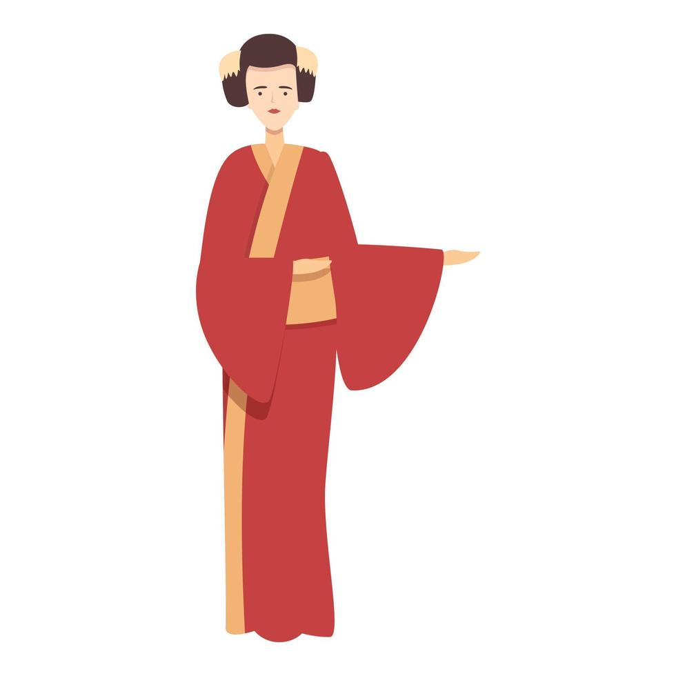 vector de dibujos animados de icono de geisha de diseño rojo. japón hembra