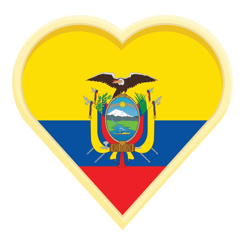 Ecuador heart icon cartoon vector. Travel culture vector