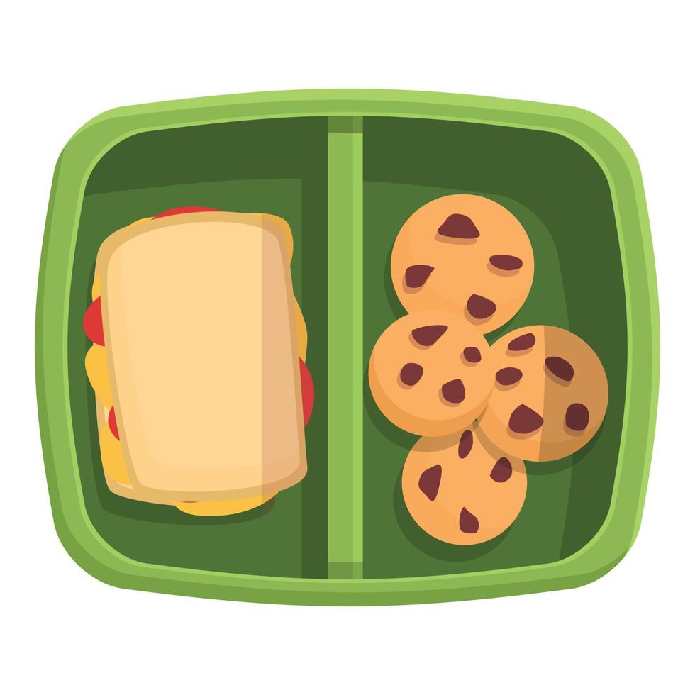 Cookie sandwich box icon cartoon vector. Kid lunch vector