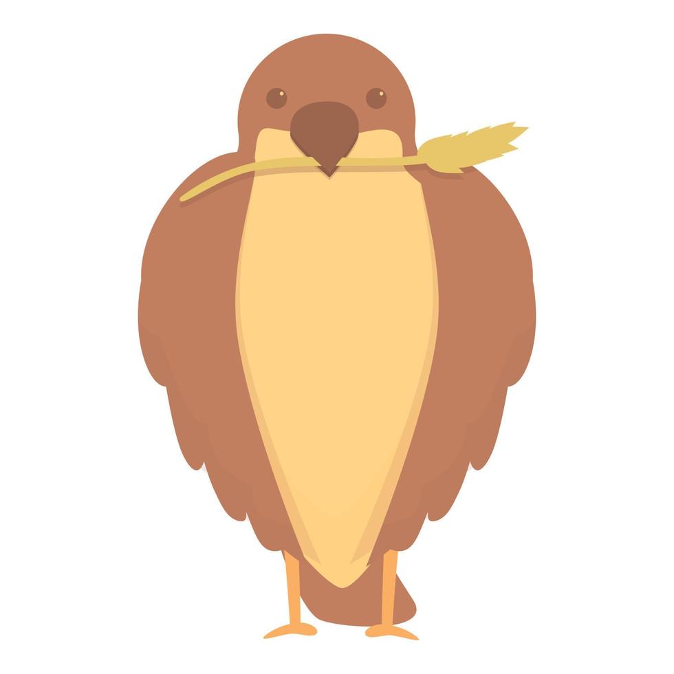 Sparrow with wheat icon cartoon vector. Tree bird vector