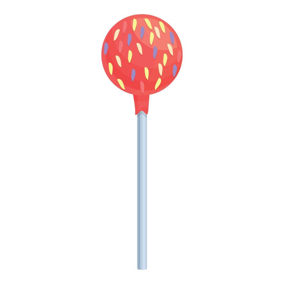 Red cake pop icon cartoon vector. Candy sugar vector