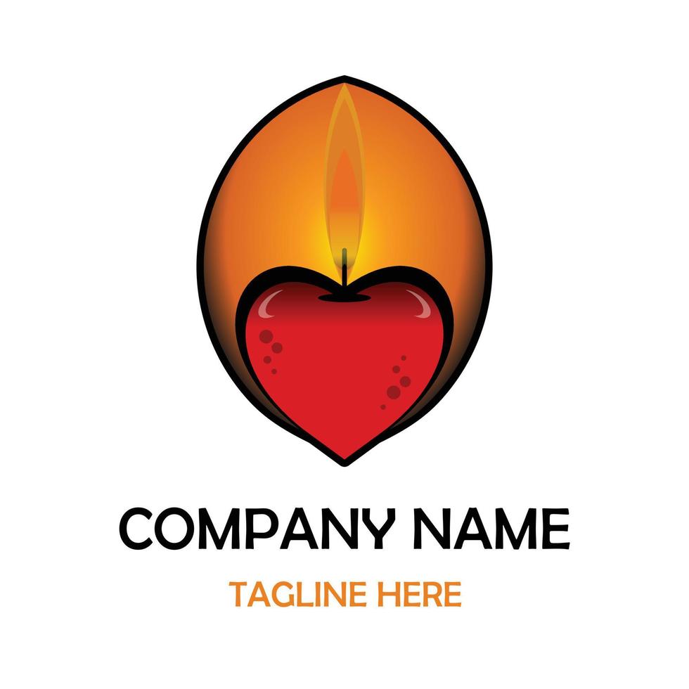 love candle warm light logo vector