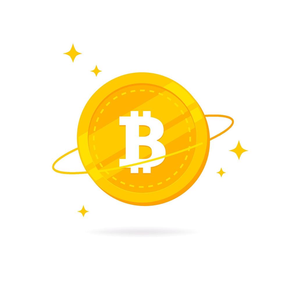 Bitcoin BTC flat icon isolated on white background. vector