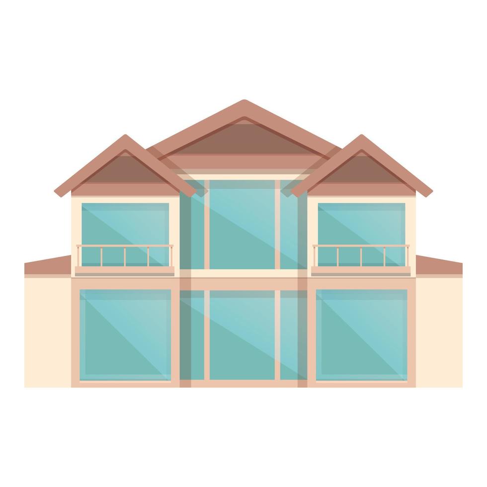 Front glass villa icon cartoon vector. Home building vector