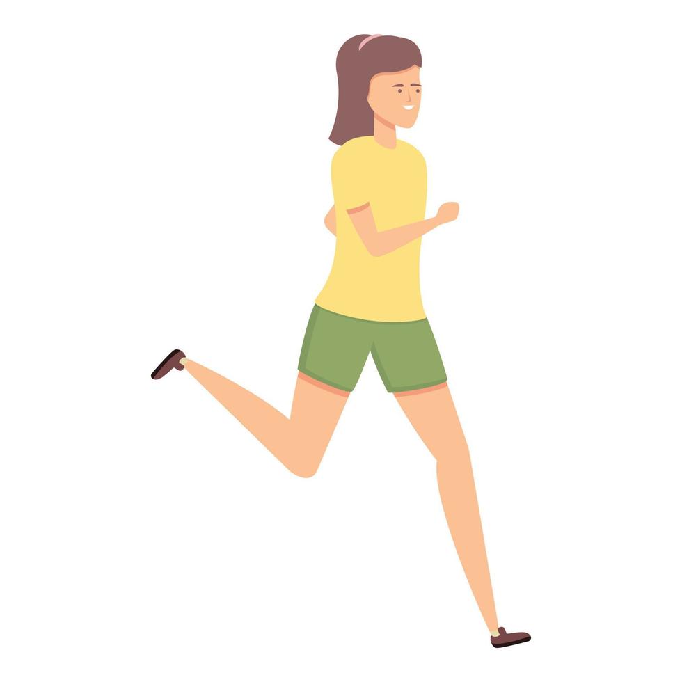 vector de dibujos animados de icono de niña corriendo. ejercicio deportivo