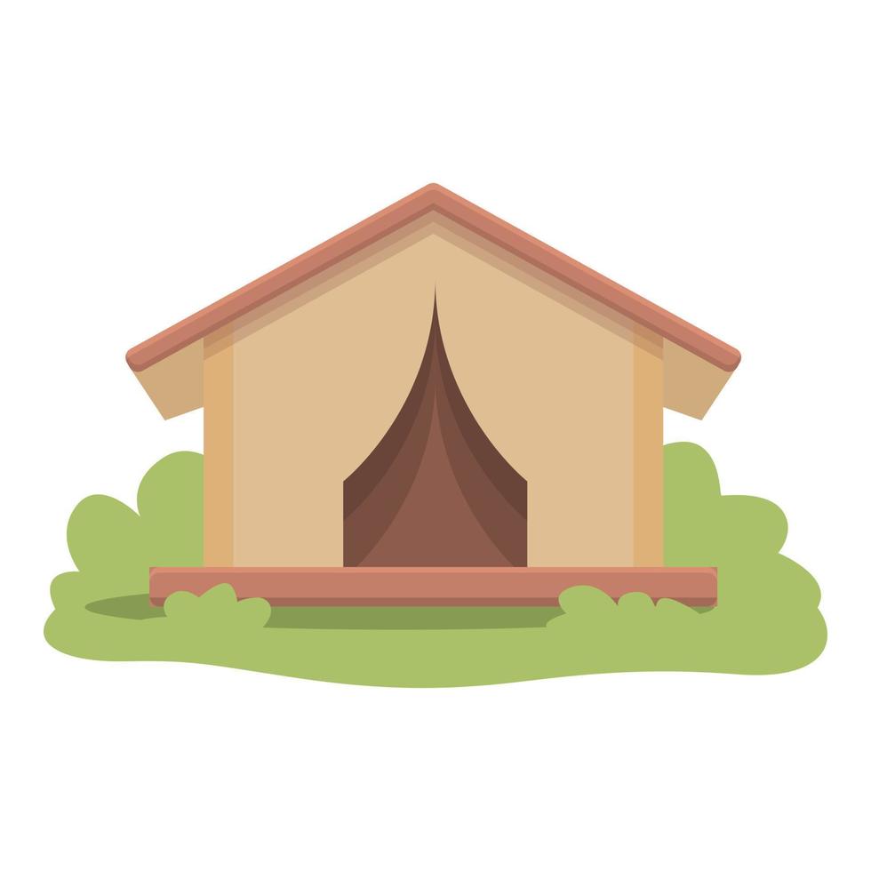 Open glamping tent icon cartoon vector. Camping house vector