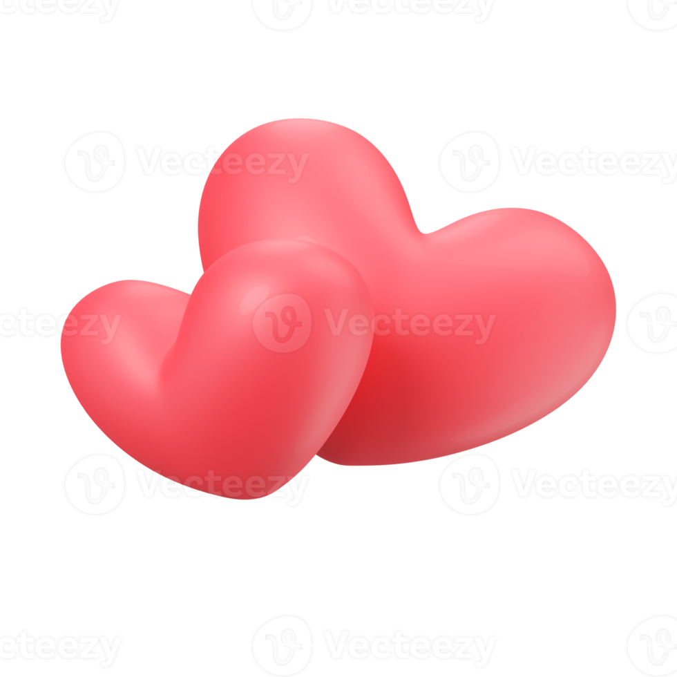 3D Shiny Heart Shaped Balloons Expression of love on Valentine's Day. png