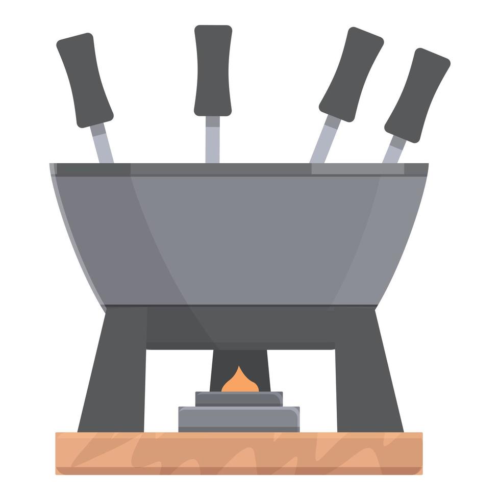 Molten fondue icon cartoon vector. Cheese food vector