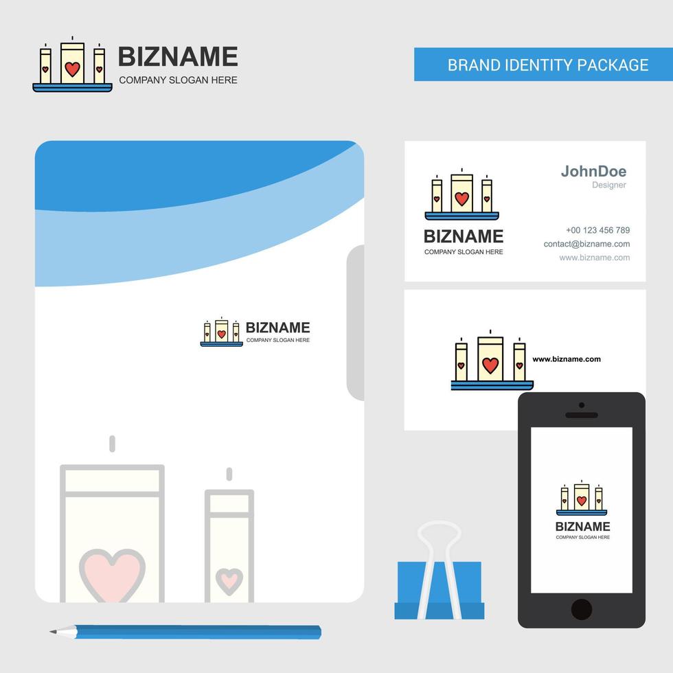 Love candles Business Logo File Cover Visiting Card and Mobile App Design Vector Illustration