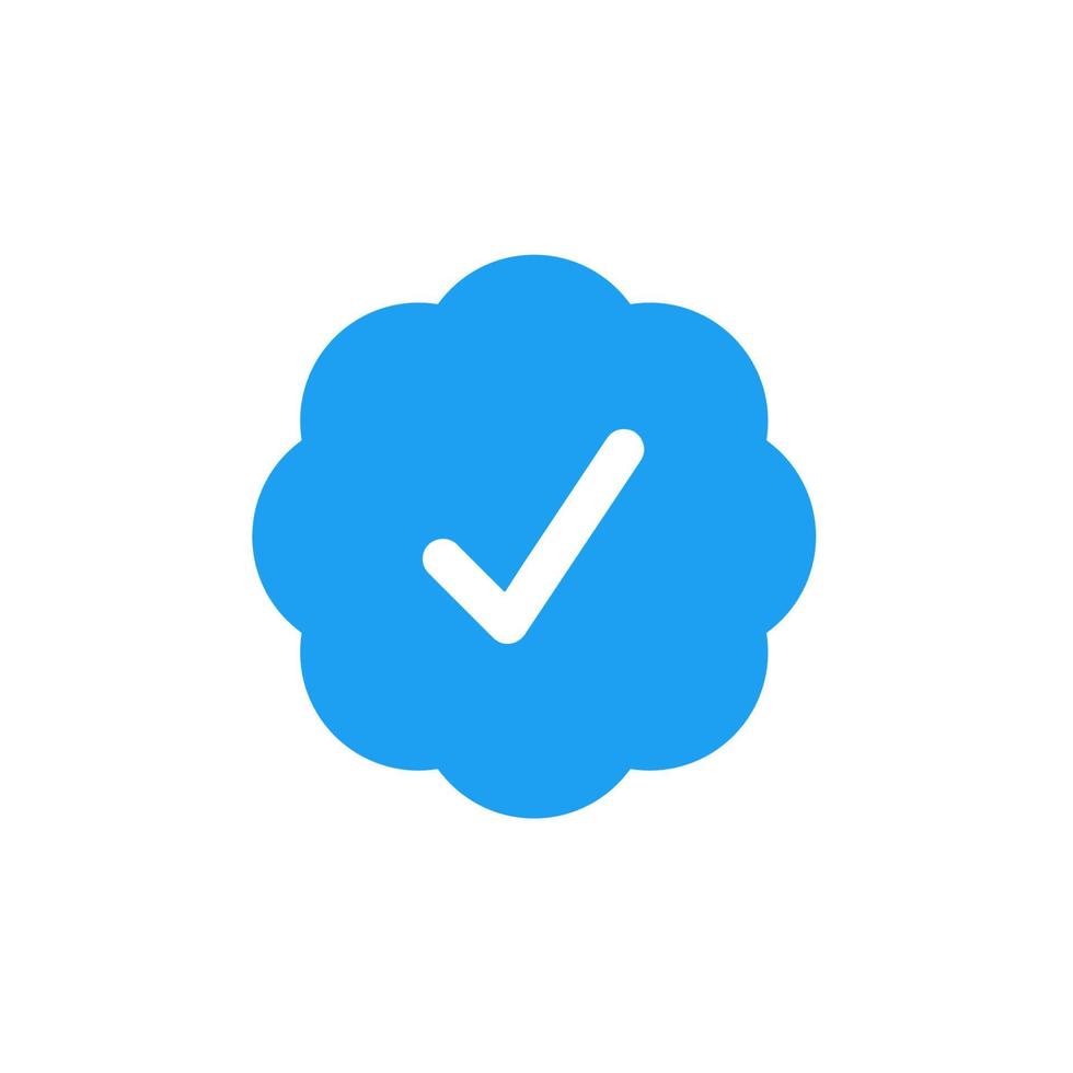 Blue verified social media account icon. Approved profile sign. Vector illustration.