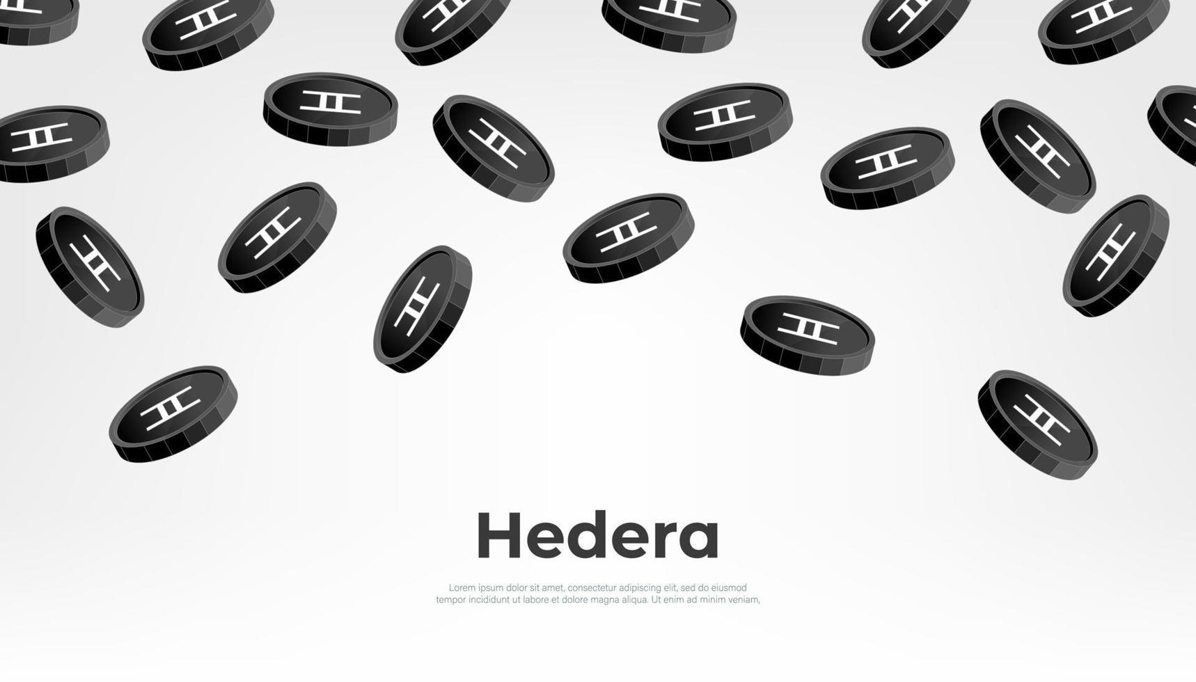 Hedera coin falling from the sky. HBAR cryptocurrency concept banner background. vector