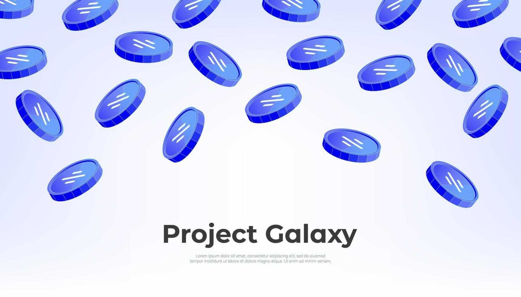 Project Galaxy coin falling from the sky. GAL cryptocurrency concept banner background. vector