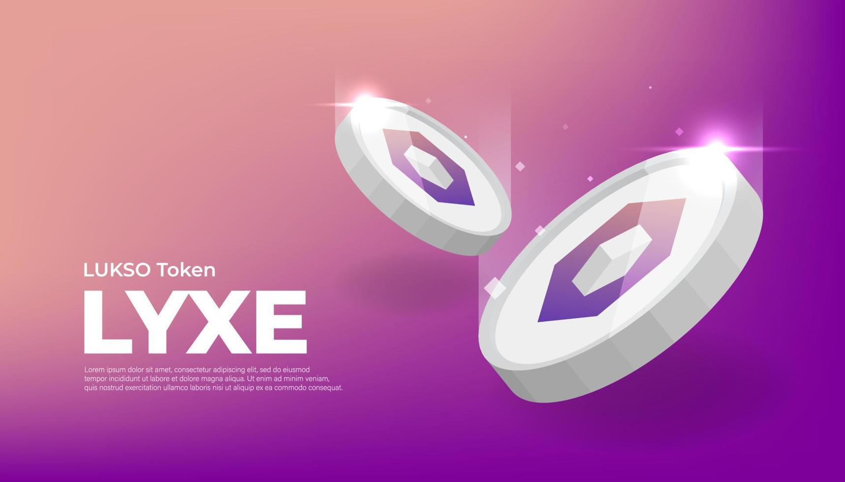 LUKSO Token LYXE coin cryptocurrency concept banner background. vector