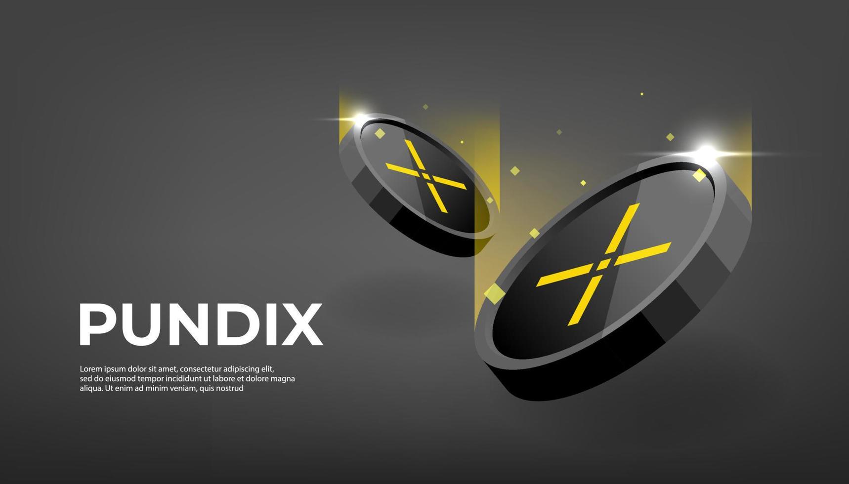 fondo de banner de concepto de criptomoneda de moneda pundi x pundix. vector