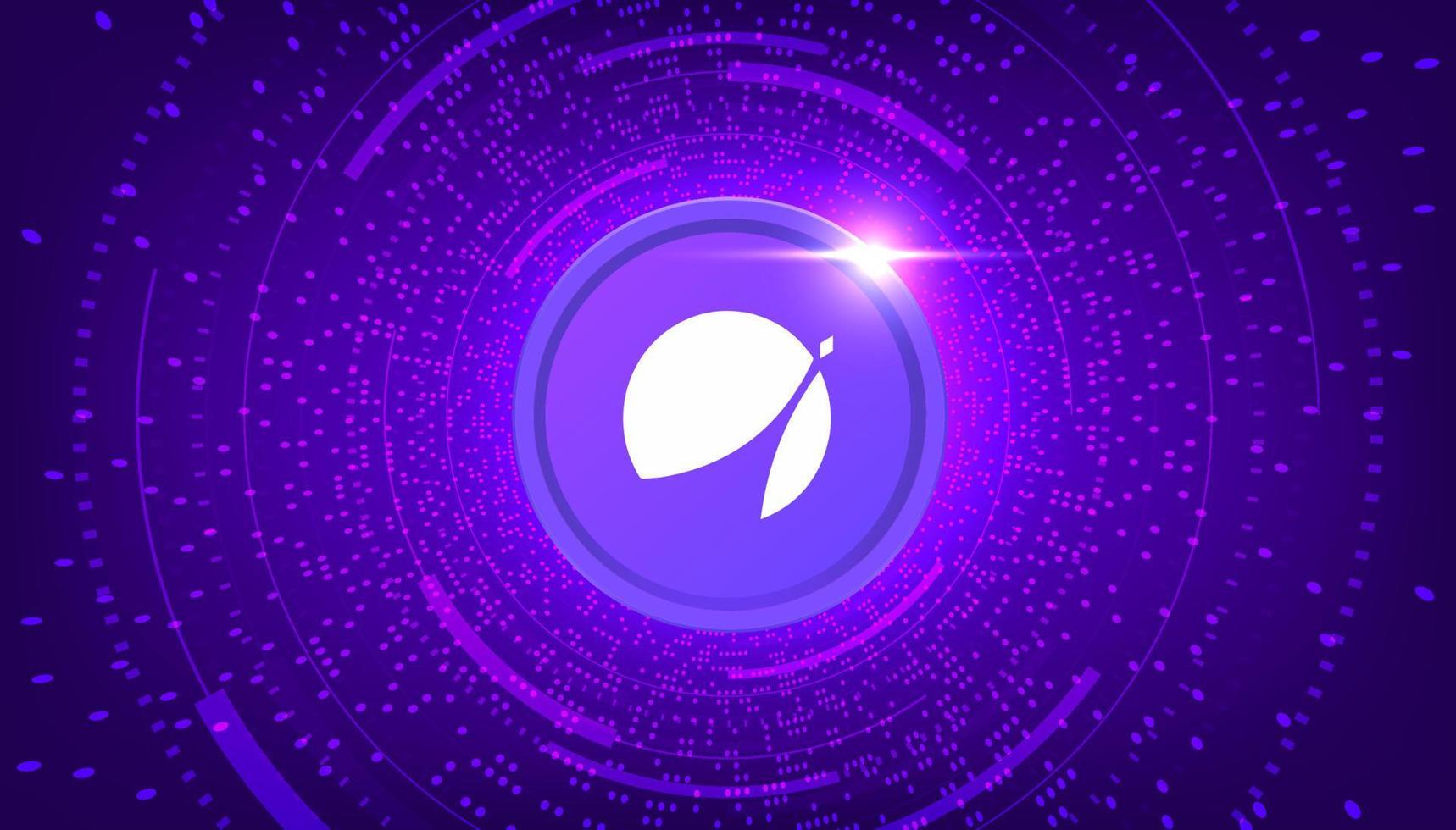 ApolloX APX coin crypto currency themed banner. APX icon on modern purple color background. vector