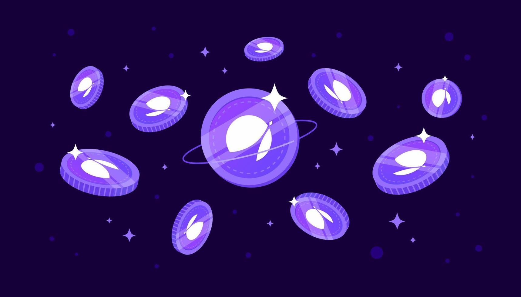 ApolloX coins falling from the sky. APX cryptocurrency concept banner background. vector