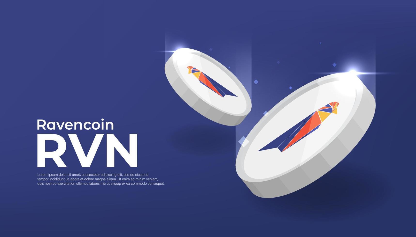 Ravencoin RVN coin cryptocurrency concept banner background. vector