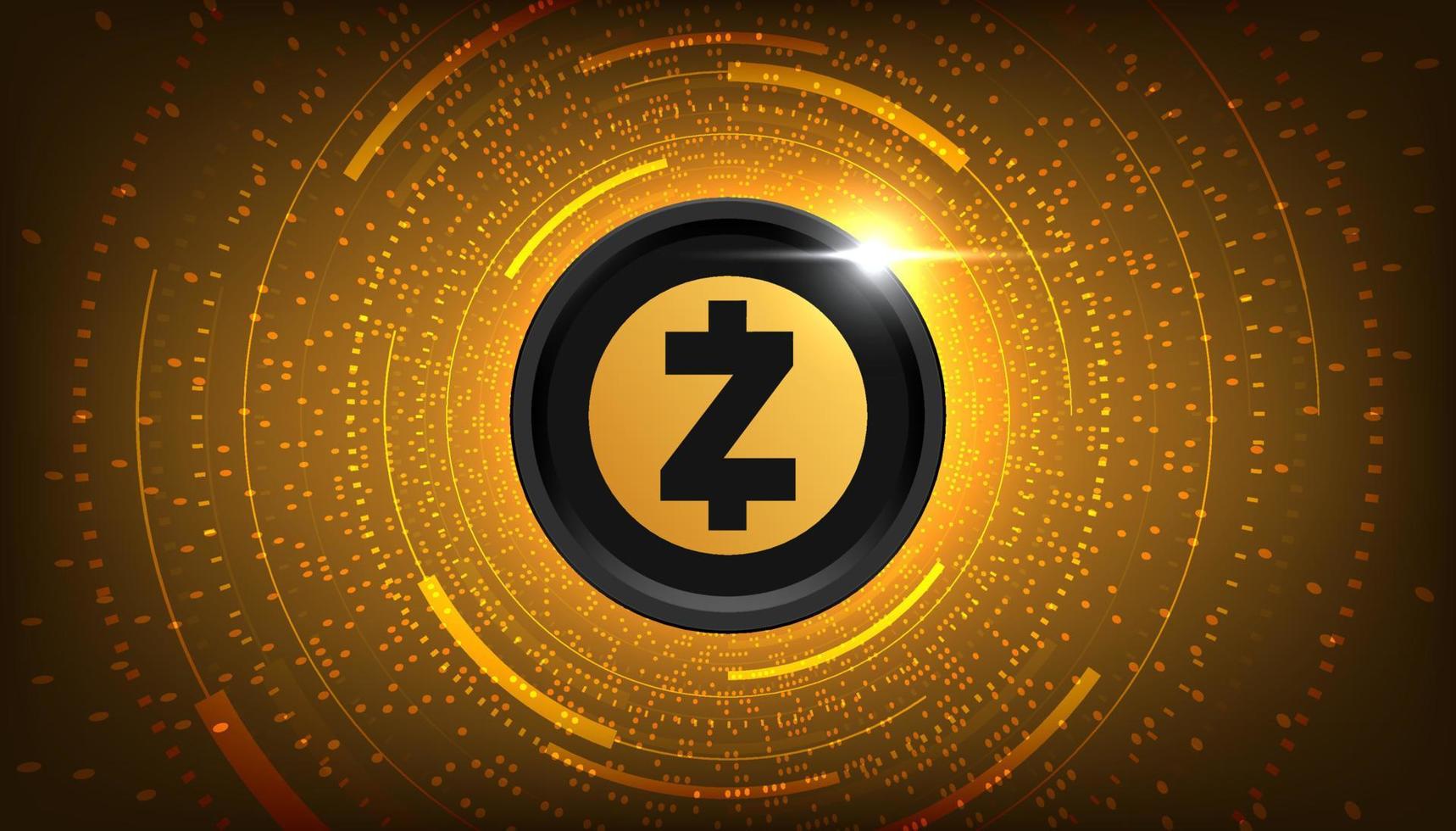 Fondo de banner de concepto de criptomoneda de moneda zcash zec. vector