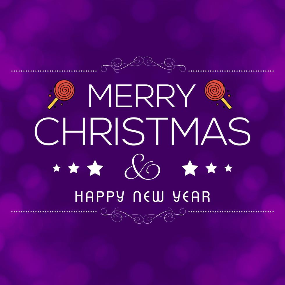 Merry Christmas card with creative design and purple background vector