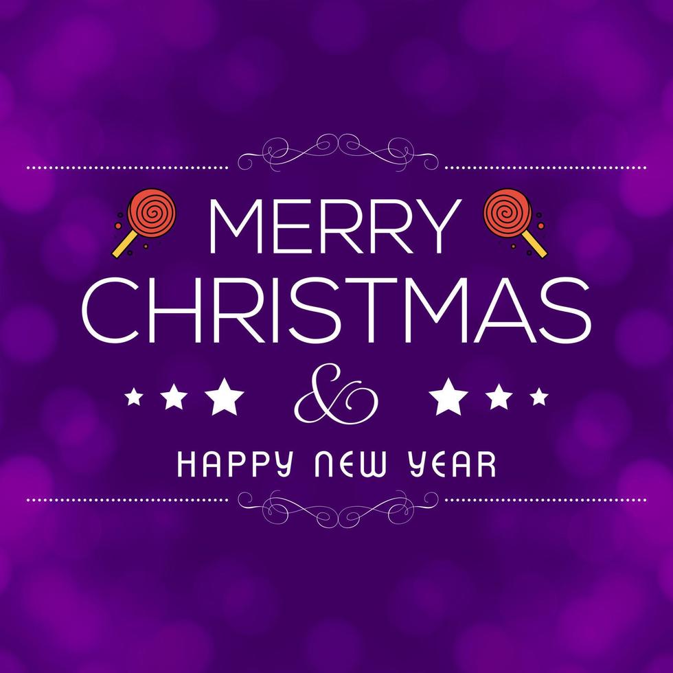 Merry Christmas card with creative design and purple background vector