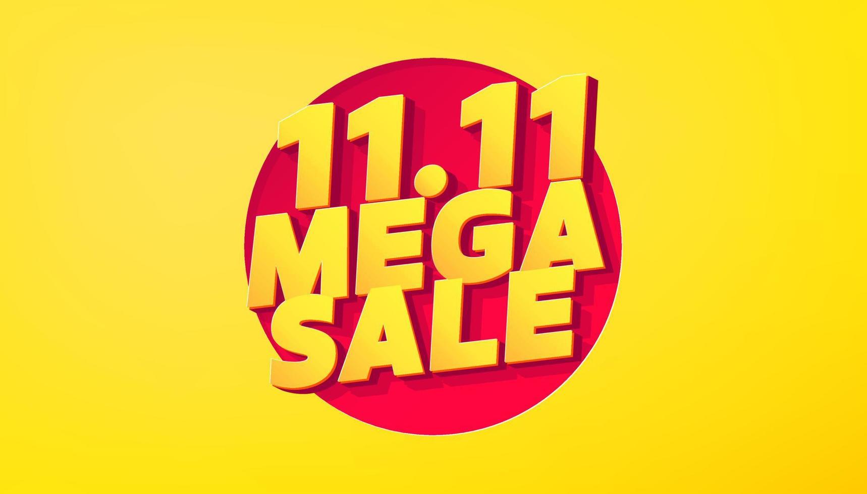 11.11 banner de venta de festival de compras de mega venta. Día mundial de las compras 11.11. venta mundial gran venta del año. vector