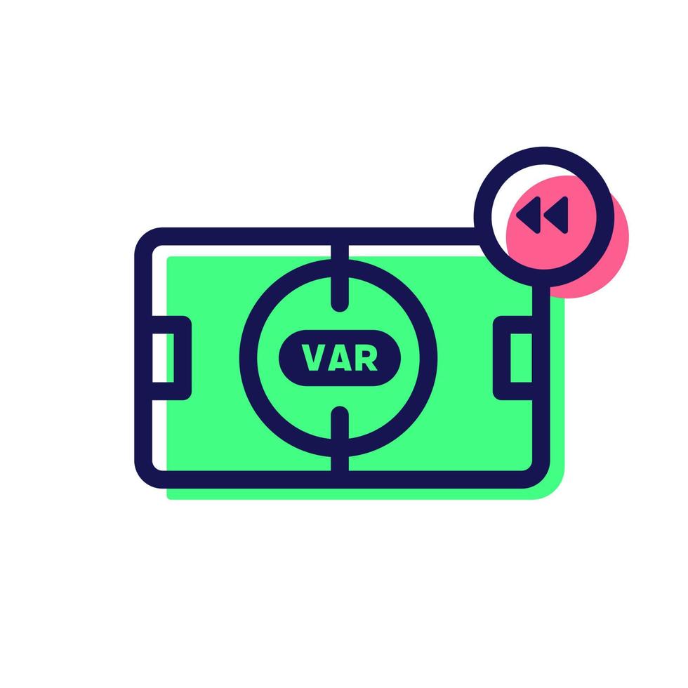 Video Assistant Referee VAR. Soccer or football VAR playback line icon. vector