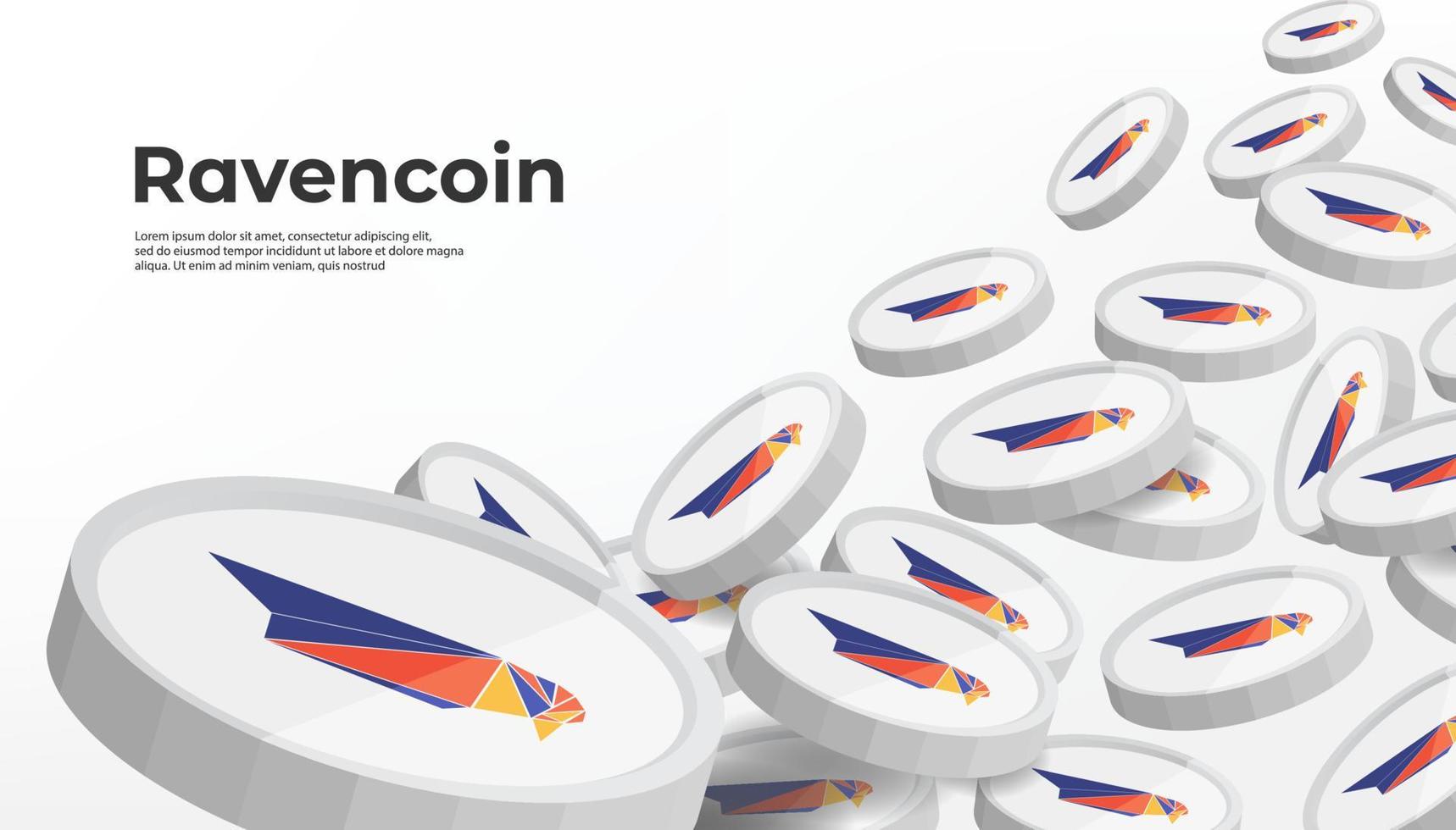 Ravencoin RVN cryptocurrency concept banner background. vector