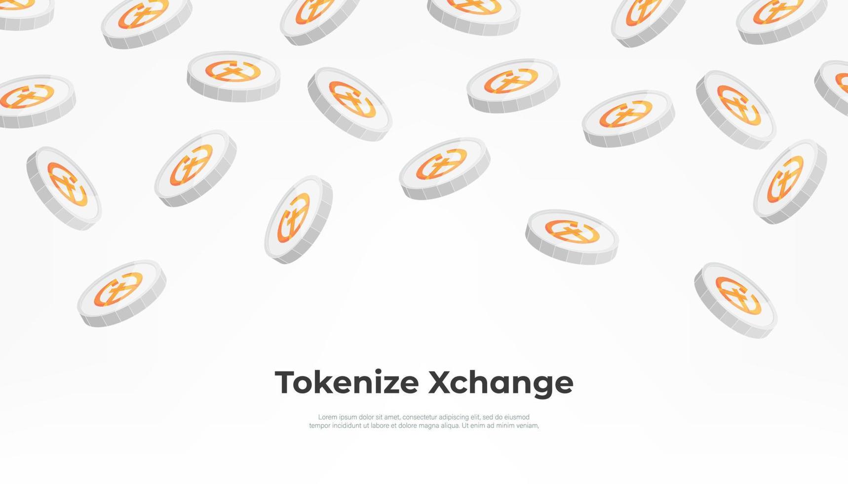 Tokenize Xchange TKX coin falling from the sky. TKX cryptocurrency concept banner background. vector