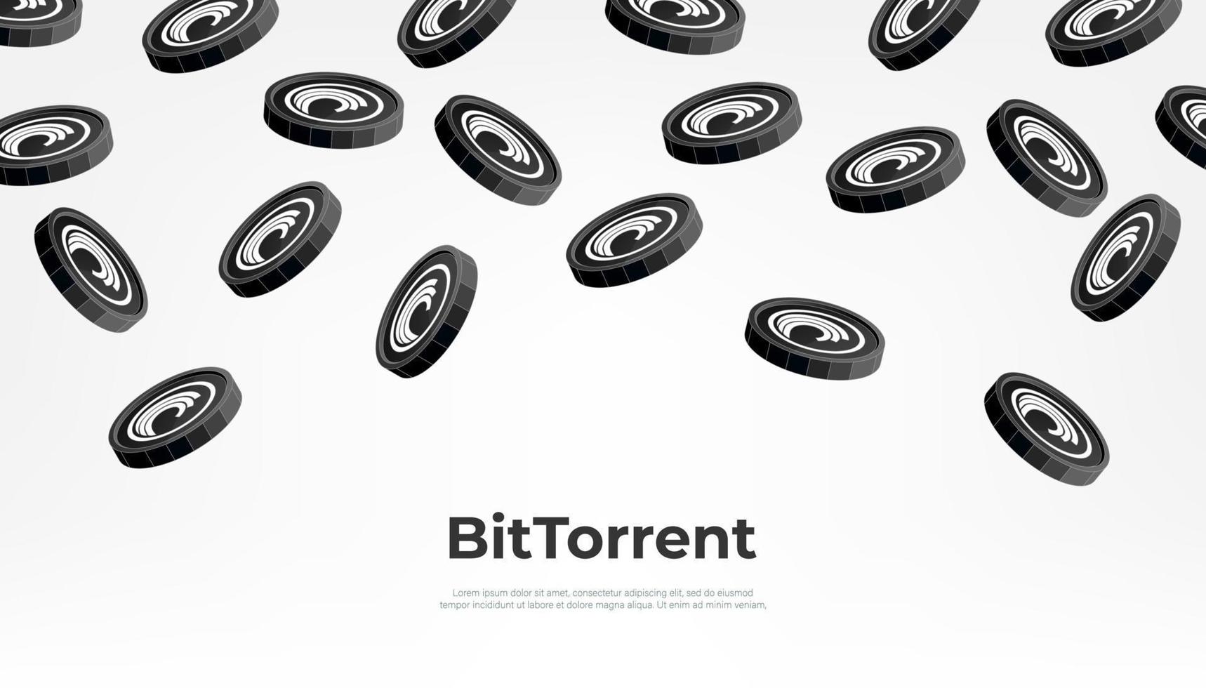 BitTorrent Token falling from the sky. BTT cryptocurrency concept banner background. vector