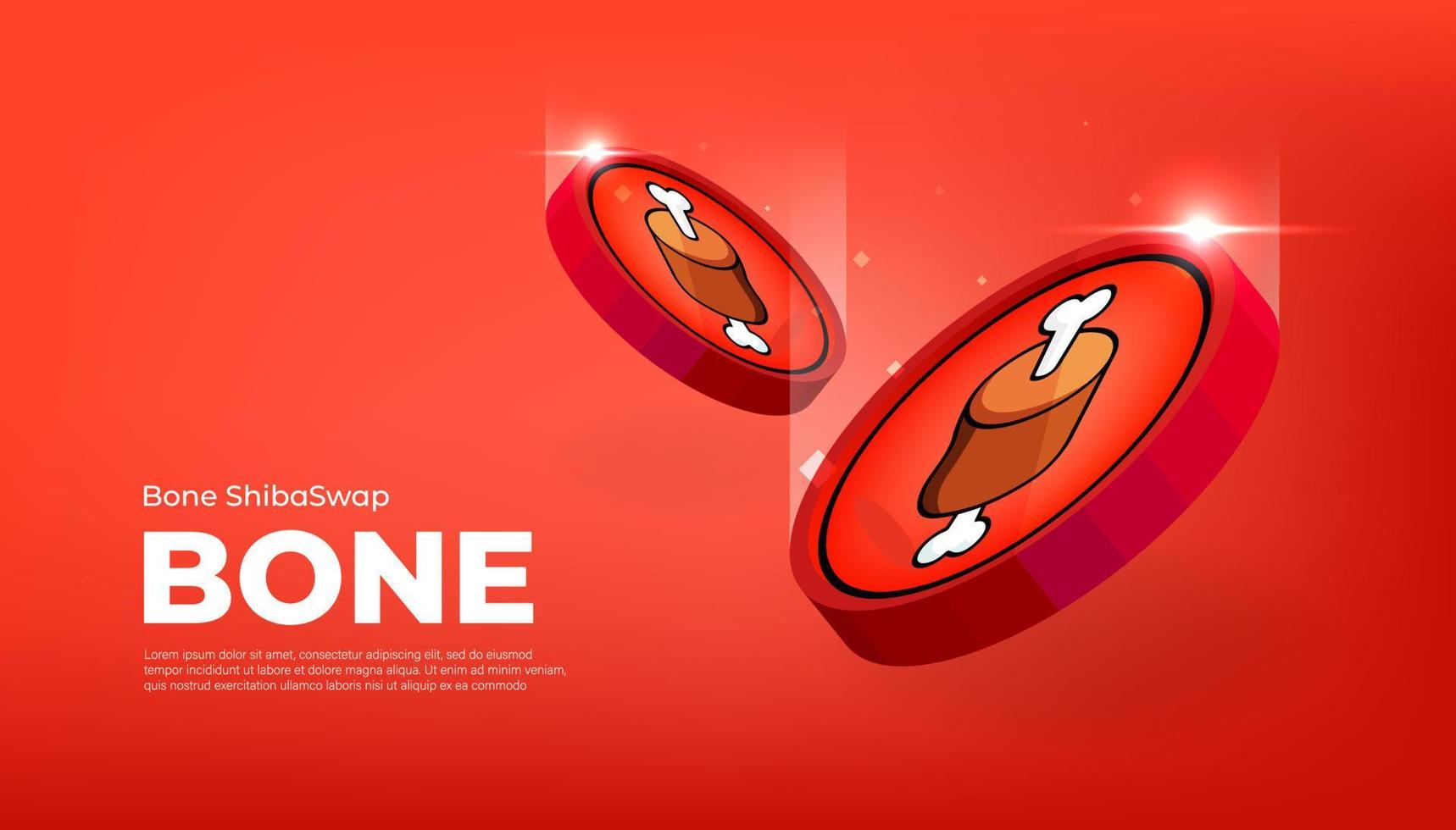 Bone ShibaSwap BONE coin cryptocurrency concept banner background. vector