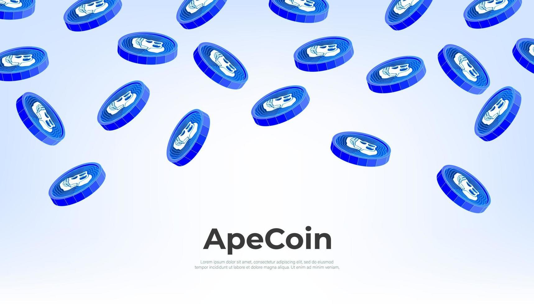 ApeCoin coin falling from the sky. APE cryptocurrency concept banner background. vector