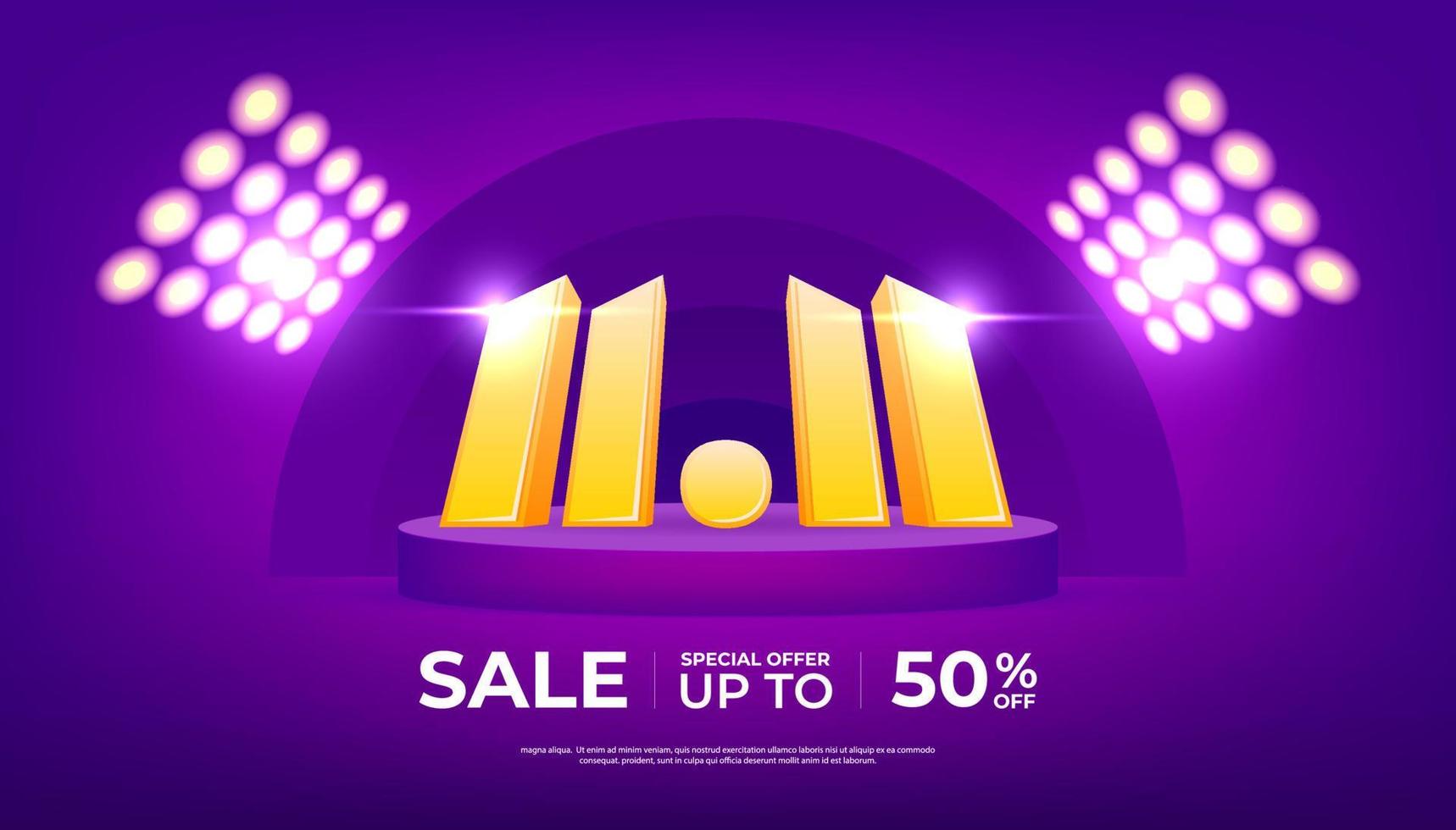 11.11 Shopping day Poster or banner. 11.11 Online sale banner template design for social media and website. vector