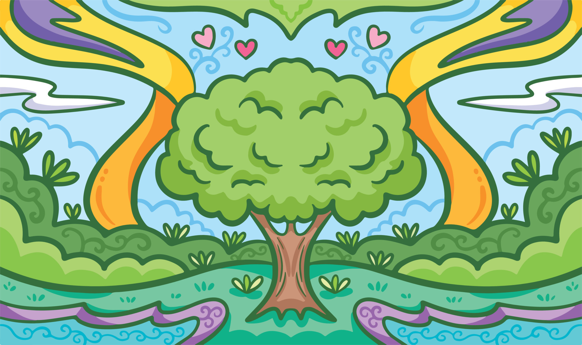 Fresh and beautiful tree natural themed vector background. Greenery
