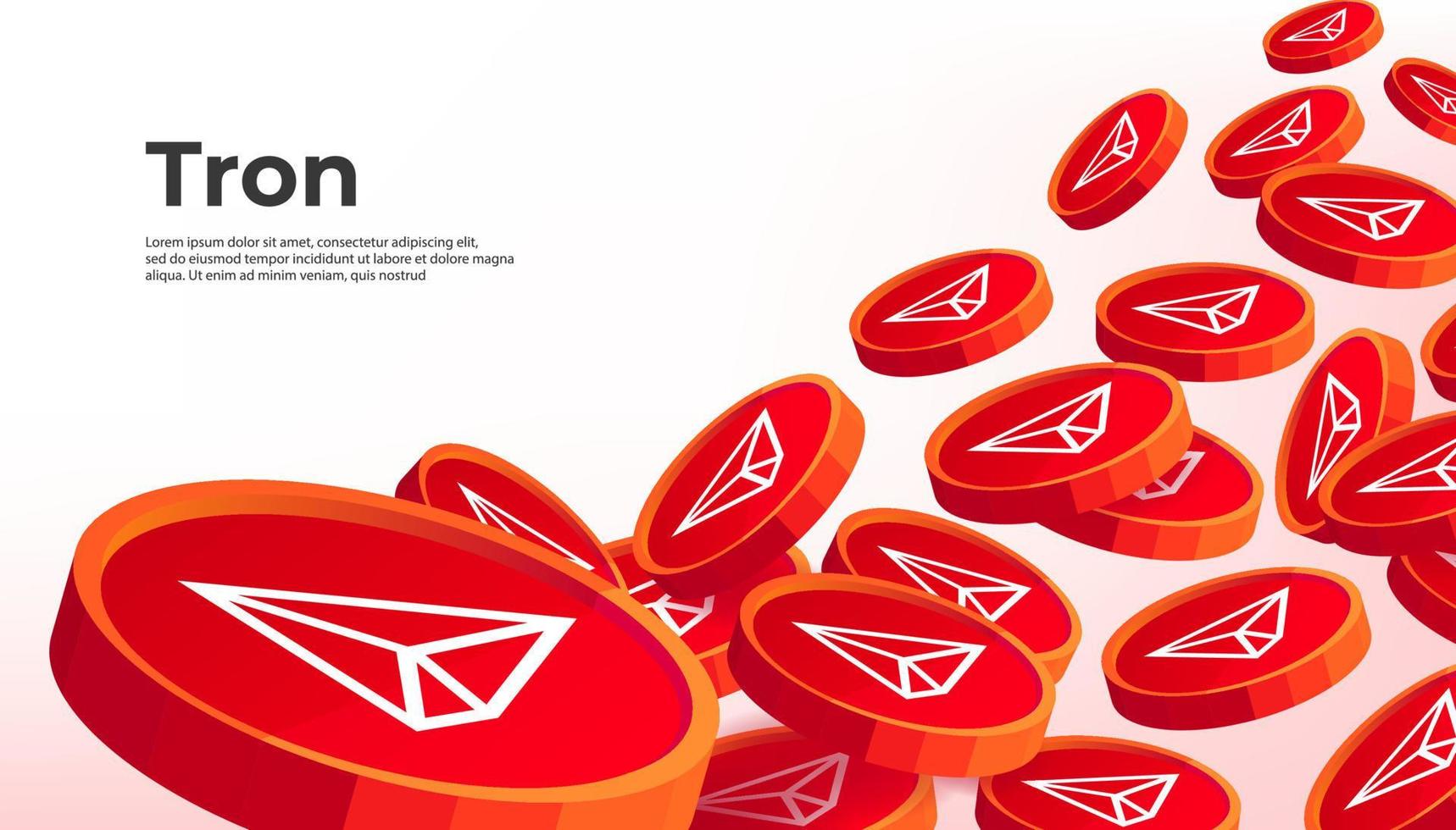 TRON TRX cryptocurrency concept banner background. vector